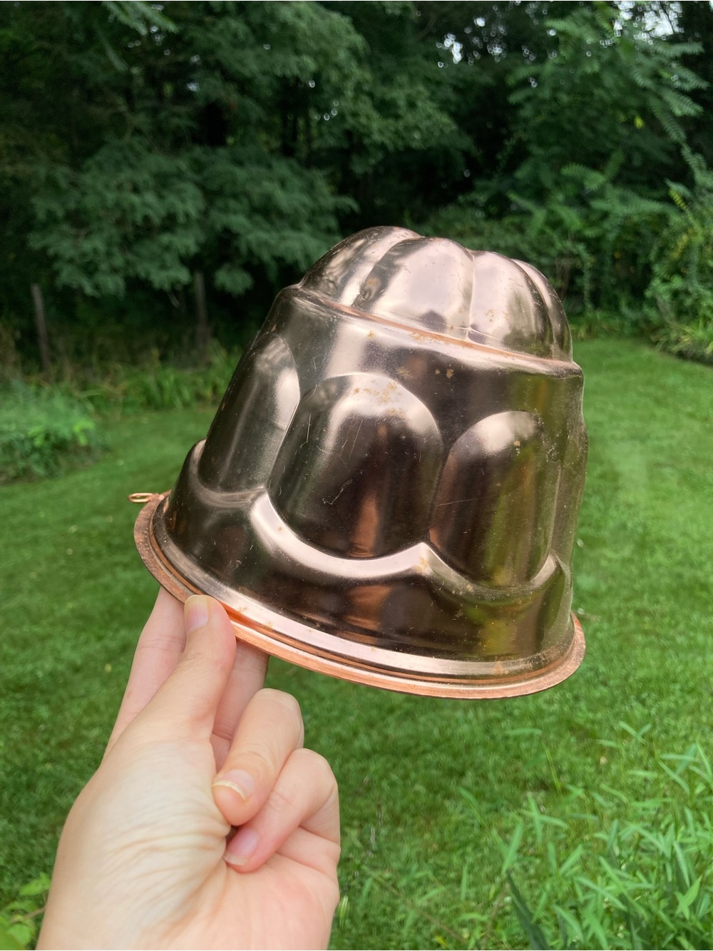 Vintage Copper Tone Gelatin Jello Mold Fluted Flower Bundt 7” Kitchen Decor